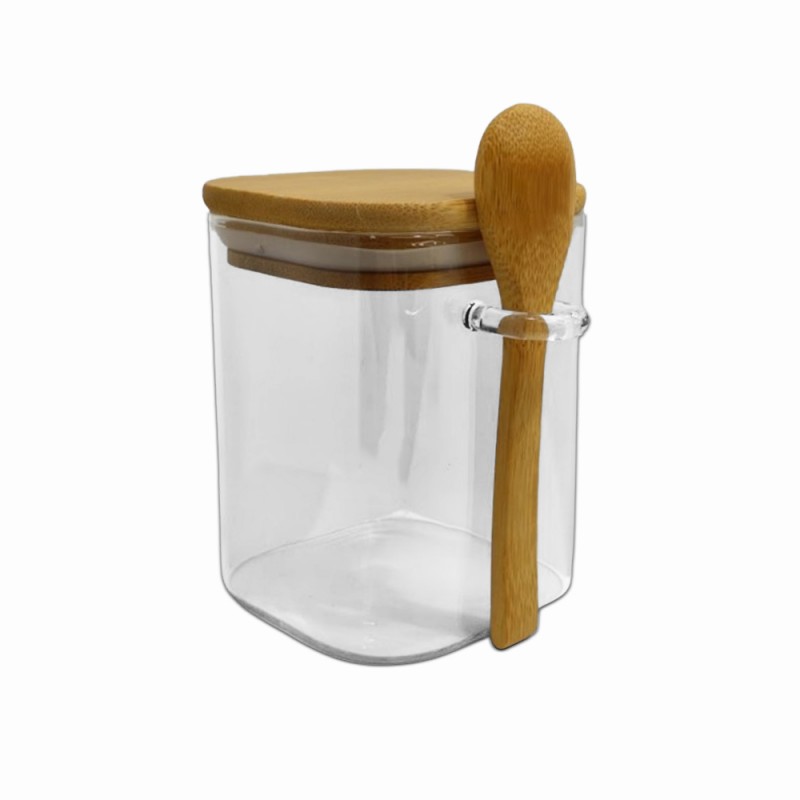POTE DE VIDRO COM TAMPA EM BAMBU 300ML REF: APSQ810 POTE DE VIDRO COM TAMPA EM BAMBU 300ML REF: APSQ810