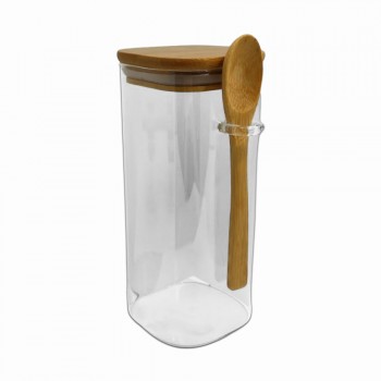 POTE DE VIDRO COM TAMPA EM BAMBU 950ML REF: APSQ820 POTE DE VIDRO COM TAMPA EM BAMBU 950ML REF: APSQ820
