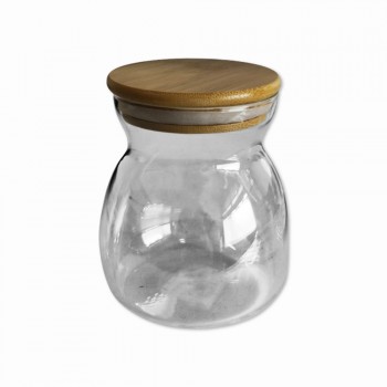POTE DE VIDRO COM TAMPA EM BAMBU 750ML REF: APT01 POTE DE VIDRO COM TAMPA EM BAMBU 750ML REF: APT01