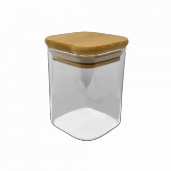 POTE DE VIDRO COM TAMPA EM BAMBU 250ML REF: APF68 POTE DE VIDRO COM TAMPA EM BAMBU 250ML REF: APF68