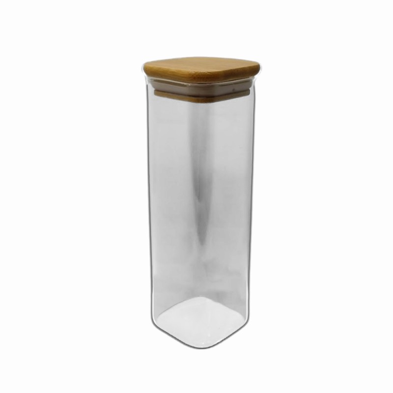 POTE DE VIDRO COM TAMPA EM BAMBU 500ML REF: APF618 POTE DE VIDRO COM TAMPA EM BAMBU 500ML REF: APF618