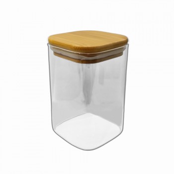 POTE DE VIDRO COM TAMPA EM BAMBU 650ML REF: APF812 POTE DE VIDRO COM TAMPA EM BAMBU 650ML REF: APF812