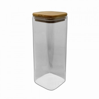 POTE DE VIDRO COM TAMPA EM BAMBU 1000ML REF: APF820 POTE DE VIDRO COM TAMPA EM BAMBU 1000ML REF: APF820