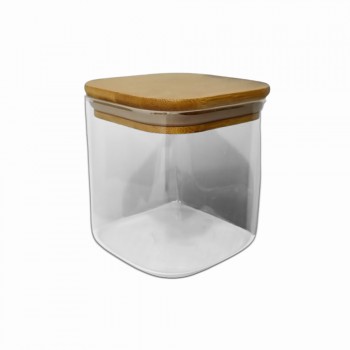 POTE DE VIDRO COM TAMPA EM BAMBU 800ML REF: APF10 POTE DE VIDRO COM TAMPA EM BAMBU 800ML REF: APF10
