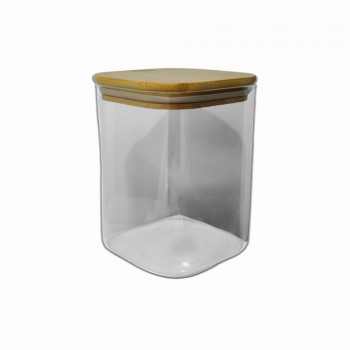 POTE DE VIDRO COM TAMPA EM BAMBU 1000ML REF: APF10120 POTE DE VIDRO COM TAMPA EM BAMBU 1000ML REF: APF10120