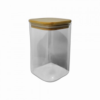 POTE DE VIDRO COM TAMPA EM BAMBU 1200ML REF: APF10150 POTE DE VIDRO COM TAMPA EM BAMBU 1200ML REF: APF10150