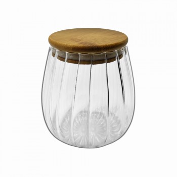 POTE DE VIDRO COM TAMPA EM BAMBU 500ML REF: APN6 POTE DE VIDRO COM TAMPA EM BAMBU 500ML REF: APN6