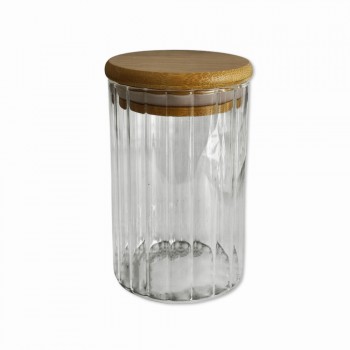 POTE DE VIDRO COM TAMPA EM BAMBU 300ML REF: APR6510 POTE DE VIDRO COM TAMPA EM BAMBU 300ML REF: APR6510