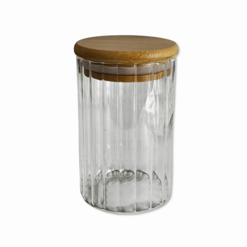 POTE DE VIDRO COM TAMPA EM BAMBU 300ML REF: APR6510 POTE DE VIDRO COM TAMPA EM BAMBU 300ML REF: APR6510