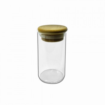 POTE DE VIDRO COM TAMPA EM BAMBU 100ML REF: APG4780 POTE DE VIDRO COM TAMPA EM BAMBU 100ML REF: APG4780