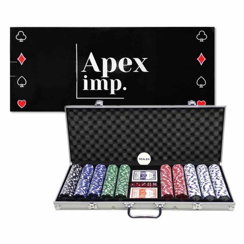 JOGO POKER EM MALETA DE ALUMÍNIO 500 FICHAS E 2 BARALHOS REF: APYYPS104