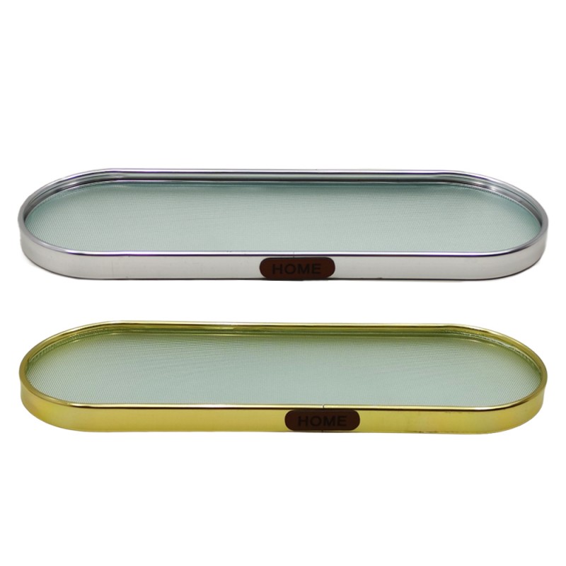 BANDEJA DECORATIVA EM VIDRO COM BORDAS METALIZADA REF: AP6882-72 BANDEJA DECORATIVA EM VIDRO COM BORDAS METALIZADA REF: AP6882-72