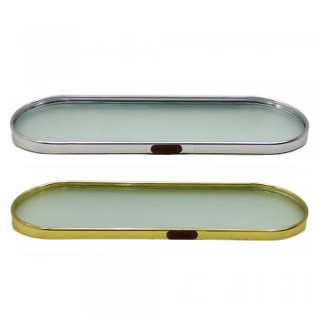 BANDEJA DECORATIVA EM VIDRO COM BORDAS METALIZADA REF: AP6882-74 BANDEJA DECORATIVA EM VIDRO COM BORDAS METALIZADA REF: AP6882-74