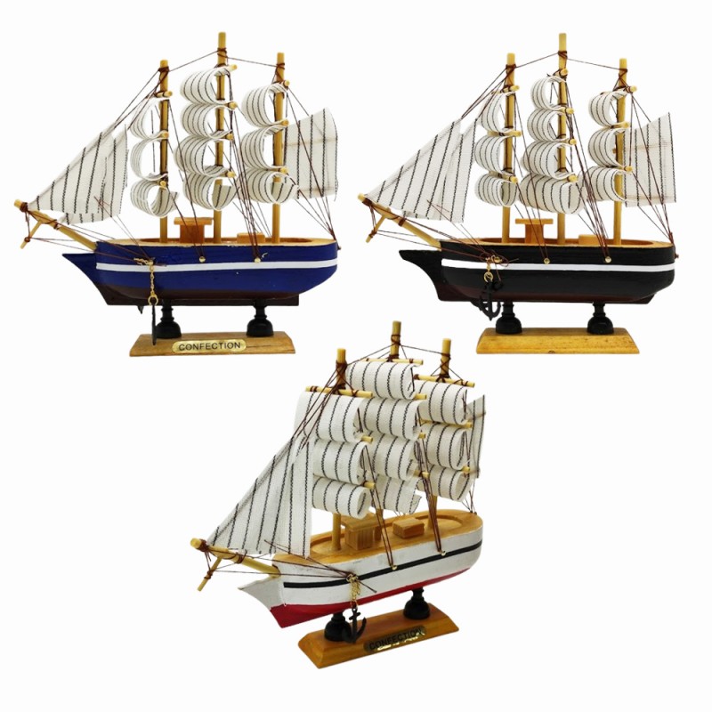 ENFEITE DECORATIVO DE MESA MODELO BARCO EM MADEIRA REF: AP60B-16CM ENFEITE DECORATIVO DE MESA MODELO BARCO EM MADEIRA REF: AP60B-16CM