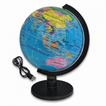 GLOBO TERRESTRE DECORATIVO COM ILUMINAÇÃO EM PLÁSTICO E CABO USB REF: APJF2500CP01L