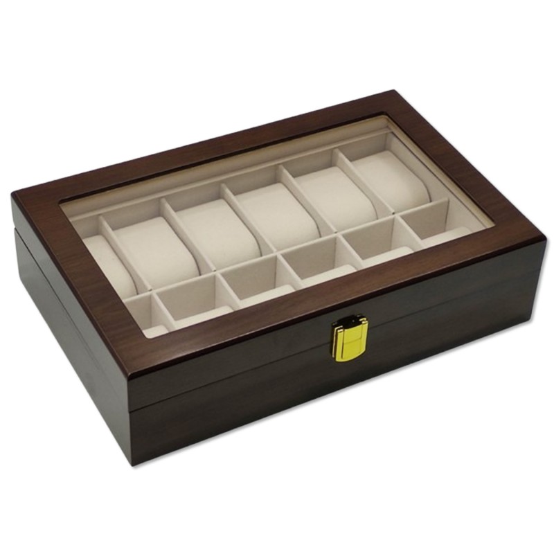 ESTOJO DE MDF COM VISOR DE VIDRO PARA 12 RELÓGIOS REF: APW43-Z ESTOJO DE MDF COM VISOR DE VIDRO PARA 12 RELÓGIOS REF: APW43-Z
