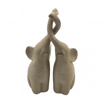 ENFEITE DECORATIVO MODELO CASAL DE ELEFANTES EM RESINA PLÁSTICA REF: AP7737E-2