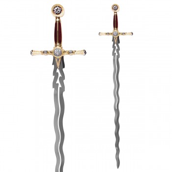 ESPADA DECORATIVA COM LÂMINA SEM CORTE E SUPORTE DE MADEIRA REF: PFL25963 ESPADA DECORATIVA COM LÂMINA SEM CORTE E SUPORTE DE MADEIRA REF: PFL25963
