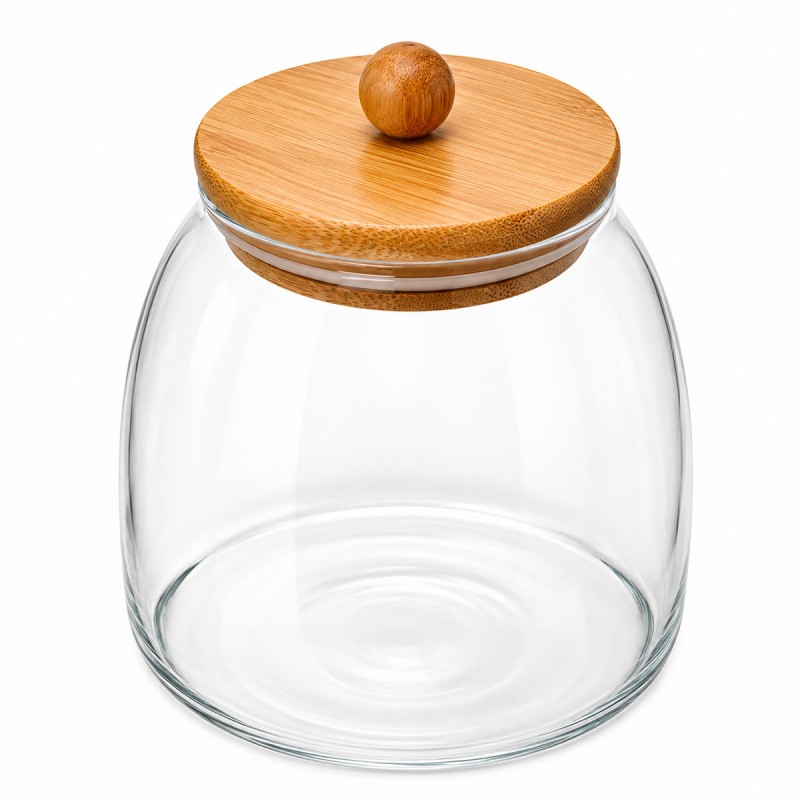 POTE DE VIDRO COM TAMPA EM BAMBU 750ML REF: APPD750ML POTE DE VIDRO COM TAMPA EM BAMBU 750ML REF: APPD750ML