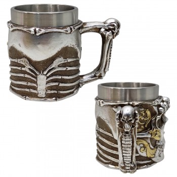 CANECA DE INOX E RESINA 600ML MODELO CAVEIRA REF: AP25003B CANECA DE INOX E RESINA 600ML MODELO CAVEIRA REF: AP25003B