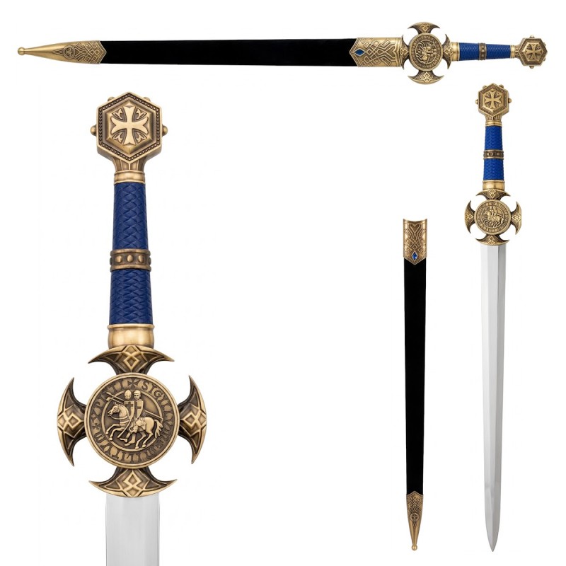 ESPADA DECORATIVA COM LÂMINA SEM CORTE DE METAL E SUPORTE DE MADEIRA REF: PFL25994 ESPADA DECORATIVA COM LÂMINA SEM CORTE DE METAL E SUPORTE DE MADEIRA REF: PFL25994