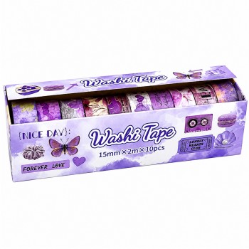 KIT COM 10 ROLOS DE FITA ADESIVA PARA TRABALHO ARTÍSTICO DE 2M X 1,5CM REF: XM-HZ0316F