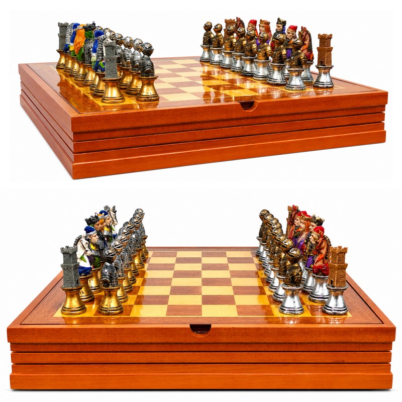 JOGO XADREZ DE MADEIRA MODELO MEDIEVAL REF: APR231-3 JOGO XADREZ DE MADEIRA MODELO MEDIEVAL REF: APR231-3