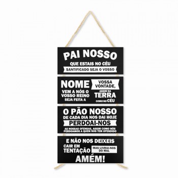 PLACA DE CORDA MODELO PAI NOSSO... COM 4 FRASES REF: JPL2037 PLACA DE CORDA MODELO PAI NOSSO... COM 4 FRASES REF: JPL2037