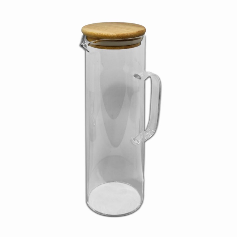 JARRA DE VIDRO COM TAMPA EM BAMBU 1350ML REF: 8998 JARRA DE VIDRO COM TAMPA EM BAMBU 1350ML REF: 8998