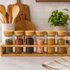 CONJUNTO 6 POTES DE VIDRO COM 1 BASE DE BAMBU REF: 7542