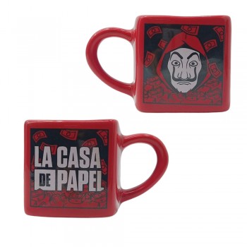 CANECA QUADRADA LA CASA DE PAPEL EM CERÂMICA 330ML REF: 19410 CANECA QUADRADA LA CASA DE PAPEL EM CERÂMICA 330ML REF: 19410