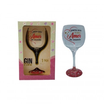TAÇA DE GIN EM VIDRO MODELO TODO AMOR 600ML  REF: 8911