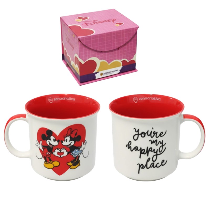 CANECA TOM 350ML MICKEY E MINNIE NAMORADOS DE CERÂMICA REF: 10025772