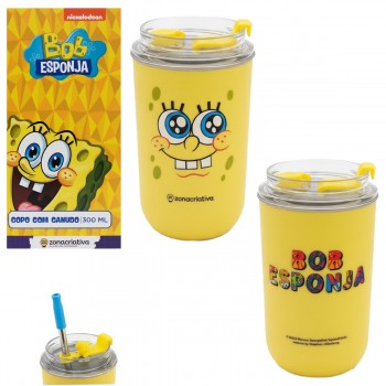 COPO NEO COM CANUDO BOB ESPONJA 300ML REF: 10073315 COPO NEO COM CANUDO BOB ESPONJA 300ML REF: 10073315