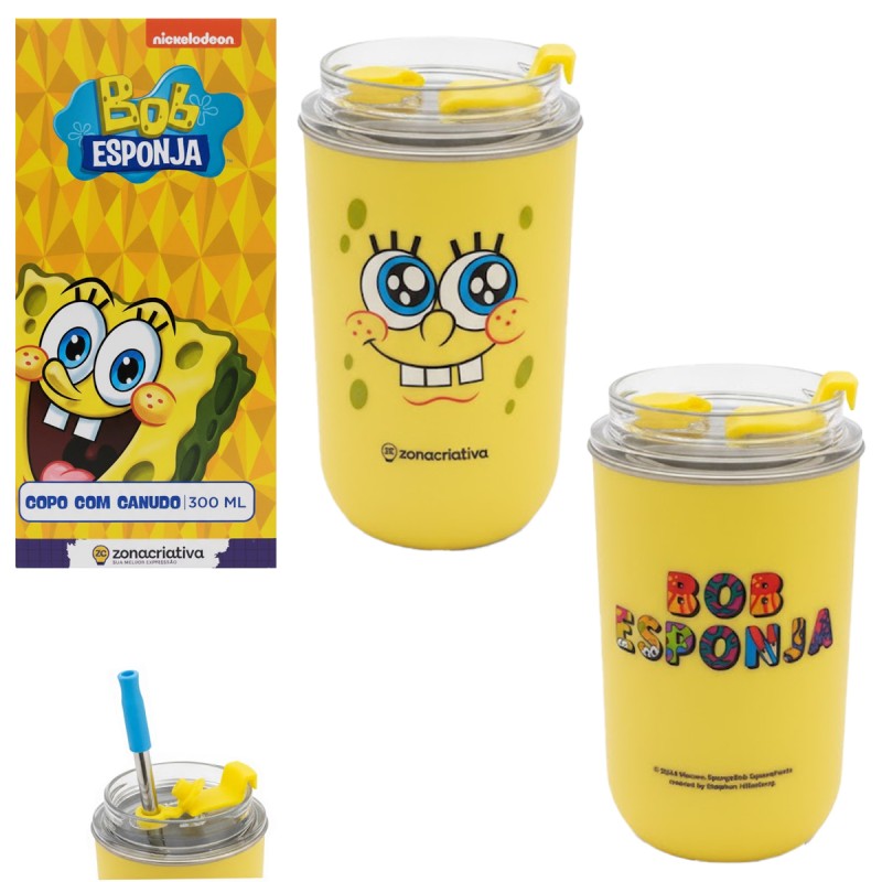 COPO NEO COM CANUDO BOB ESPONJA 300ML REF: 10073315 COPO NEO COM CANUDO BOB ESPONJA 300ML REF: 10073315