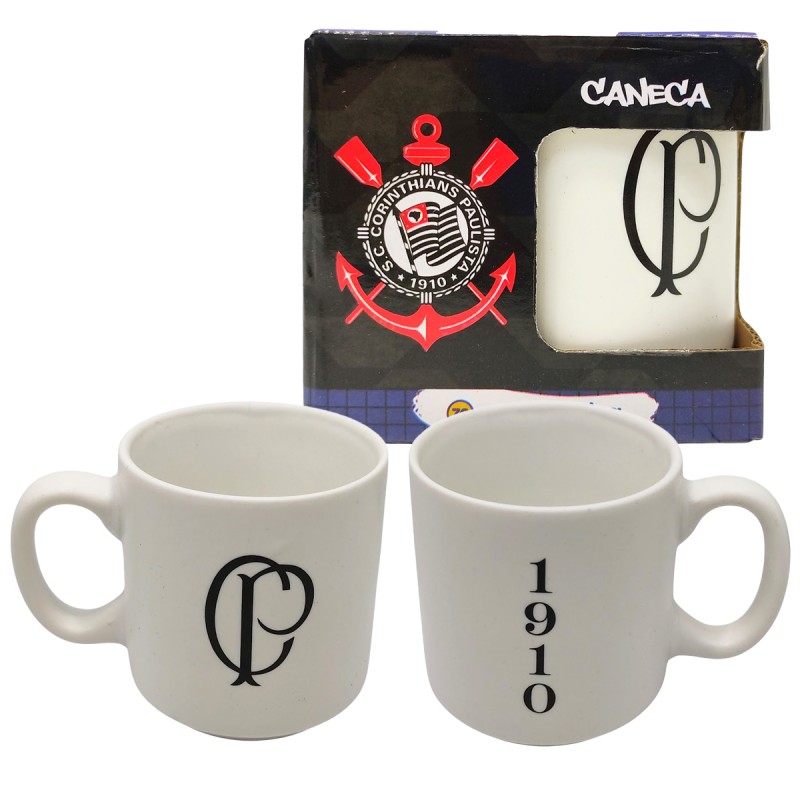 CANECA MINI 100ML CORINTHIANS WHITE DE CERÂMICA REF: 10026626