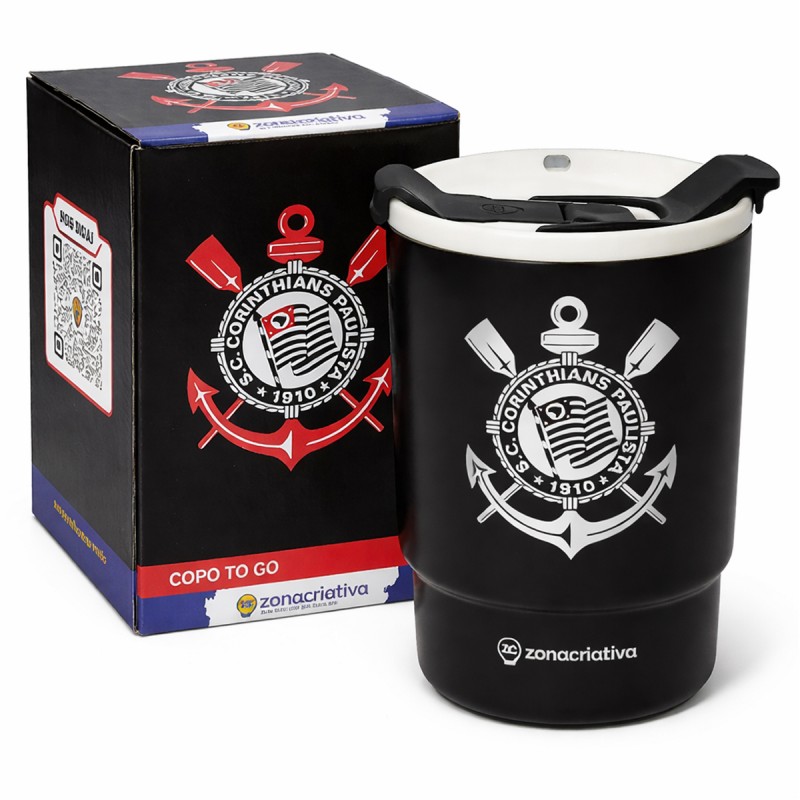 COPO TO GO 400ML MODELO CORINTHIANS DE INOX REF: 10026770 COPO TO GO 400ML MODELO CORINTHIANS DE INOX REF: 10026770