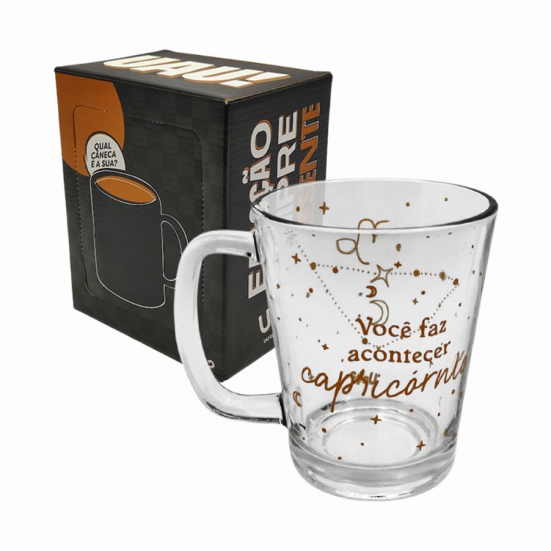 CANECA SIGNOS MODELO CAPRICÓRNIO EM VIDRO 300ML REF: 37915 CANECA SIGNOS MODELO CAPRICÓRNIO EM VIDRO 300ML REF: 37915