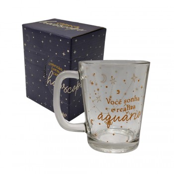 CANECA SIGNO MODELO ÁQUARIOS EM VIDRO 310ML REF: 37916 CANECA SIGNO MODELO ÁQUARIOS EM VIDRO 310ML REF: 37916