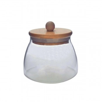  POTE DE VIDRO COM TAMPA EM BAMBU 350ML REF: APPD350ML