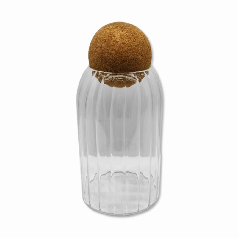 POTE DE VIDRO COM TAMPA EM CORTIÇA 650ML REF: MAZS15