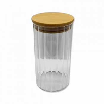 POTE DE VIDRO COM TAMPA EM BAMBU 560ML REF: MAZS815 POTE DE VIDRO COM TAMPA EM BAMBU 560ML REF: MAZS815